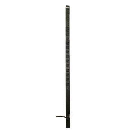 QUEST MFG 4' PDU, 18 Front 120V/15A Outlets with 15' Cord, Aluminium, Black VPS-1804